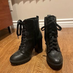 Platform heeled booties